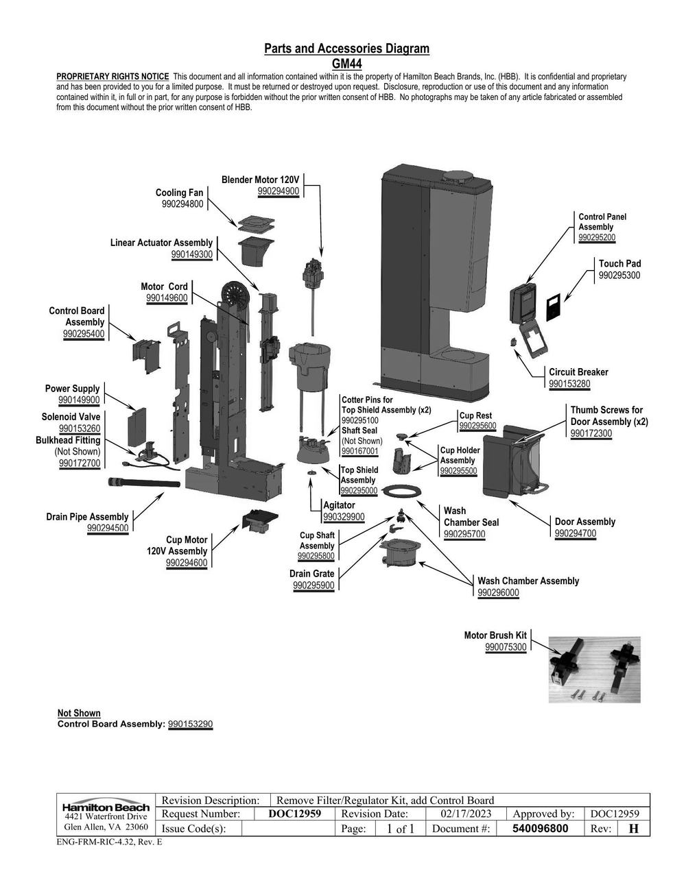 Diagram Diagram and Parts List for BIC3000R-DQ  Hamilton Beach Drink Mixer